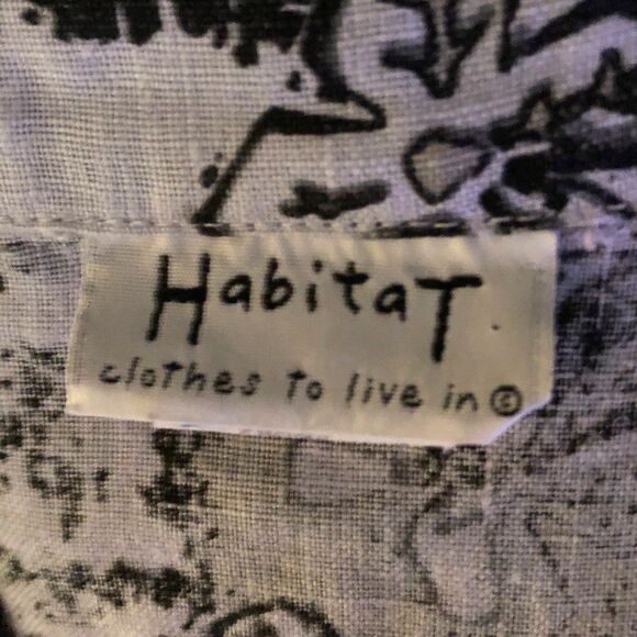 Habitat 100% Linen Button Down Shirt Womens Size L Floral Garden Girl Lagenlook - Picture 6 of 15